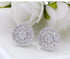 Baguette 18K White Gold Plated Round Cut Cubic Zircon Men Women Cluster Earrings